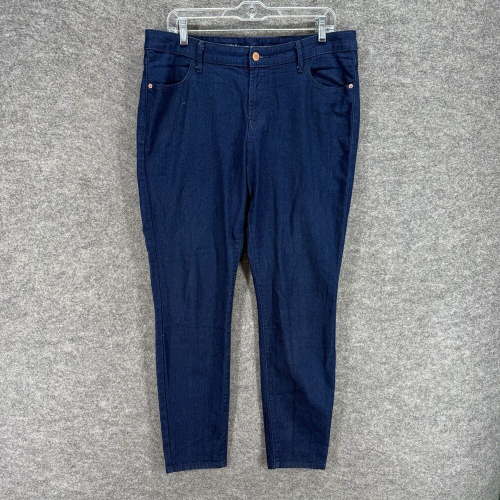 Old Navy Jeans Women 14 Blue Denim Dark Wash High Rise Skinny Flat Front Casual